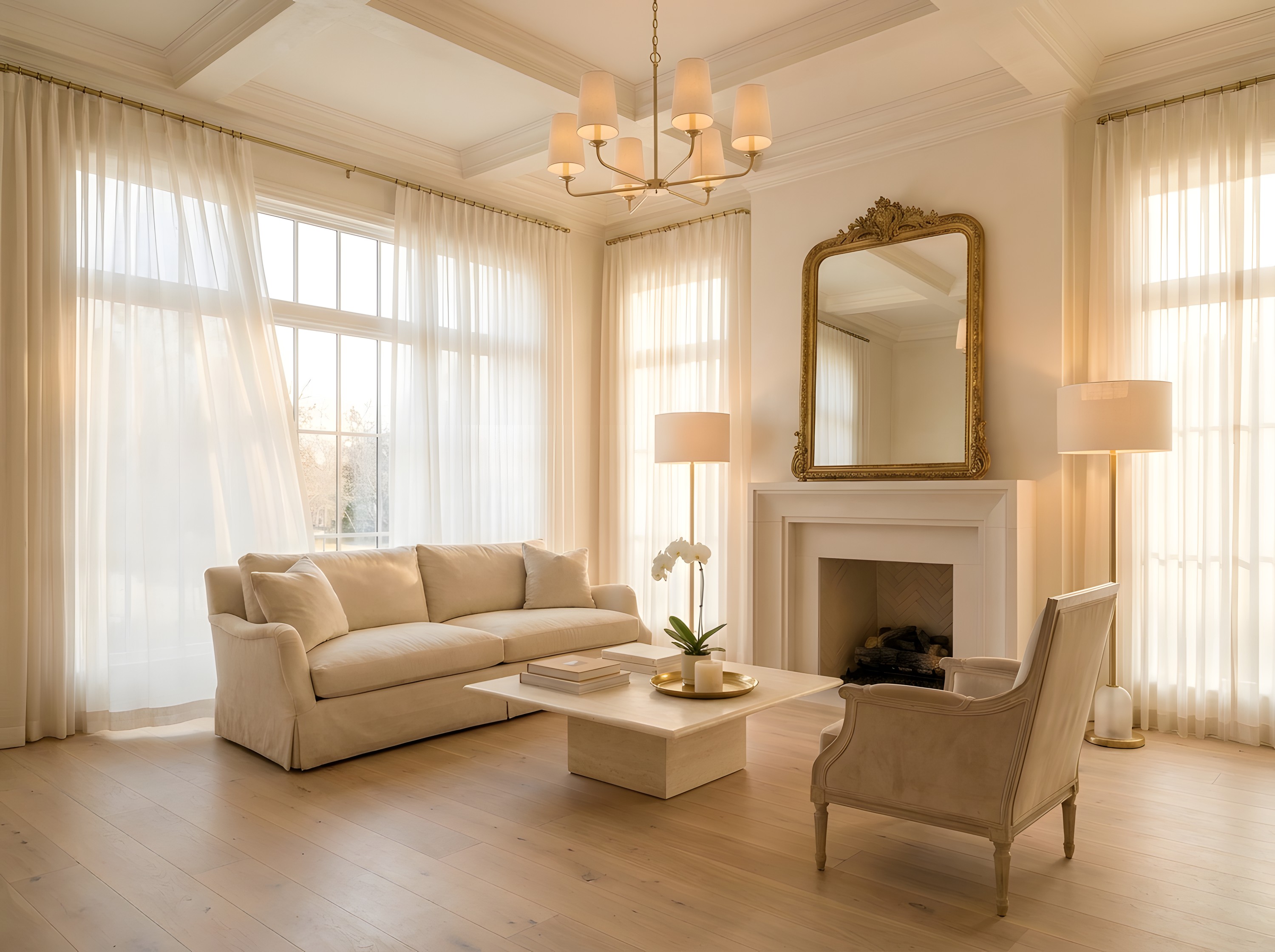 Sunlit seating in a contemporary interior